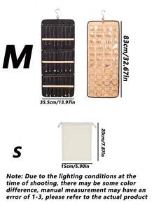 1 pezzo Borsa portaoggetti gioielli versatile e di grande capacità, a doppia faccia, organizer per collane e orecchini anti-polvere, con ganci in metallo durevoli, soluzione ideale per appendere e organizzare i gioielli in modo elegante, perfetto per la decorazione della casa, i viaggi e i regali per occasioni speciali