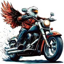 1pc/2pcs/4pcs A White-Feathered Eagle Rides A Motorcycle Adorned With Unique Designs And Hot-Spin Stickers, Perfect For Custom T-Shirts, Tracksuits, Jeans, Bags, Purses, Cushion Covers, And Vintage Baseball Caps. These Plastic Stickers Are Do Not Fade After Washing.