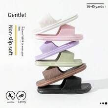 1 Pair Striped Anti-Slip, Breathable, Waterproof, Deodorizing Minimalist Unisex House Slippers, Thick Sole Non-Slip Indoor Slippers, Bathroom Shower Couple Slippers, EVA Material, Random Pattern Delivered Back To School