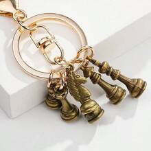 6pcs/1pc Creative Metal Faux Chess Piece Keychain Pendant, Alloy Keyring Key Chain For Men Women Leisure Game Gift Car Accessories Bag Charm School Cute Goth Y2k