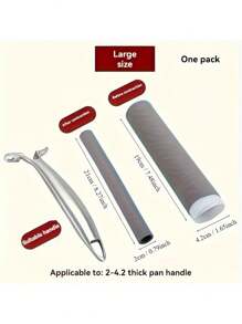 Capa para alça de utensílios de cozinha cinza, 1 peça, cabo de borracha resistente ao calor, adequada para uso doméstico na cozinha, inclui capas para alça de panela e frigideira de aço inoxidável, acessórios de cozinha