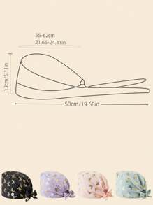 1pc Premium Polyester Material Butterfly Print Thermal Transfer Gold Design Scrub Cap, Anti-Bacterial And Dust-Proof, Elastic Back, Side Mask Hanging Buckle, Suitable For Doctors, Nurses, And All Hospital, Beauty Salon, And Veterinary Clinic Workers