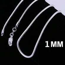 1MM 925 Sterling Silver Chain Fashion Sliver Necklace High Quality Snake Chain For Men And Women