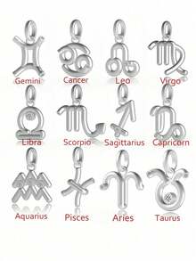 HuooNew 1 件 925 纯银抽象十二生肖动物设计 CZ 吊坠，男女通用 DIY 串珠项链饰品，纪念礼物