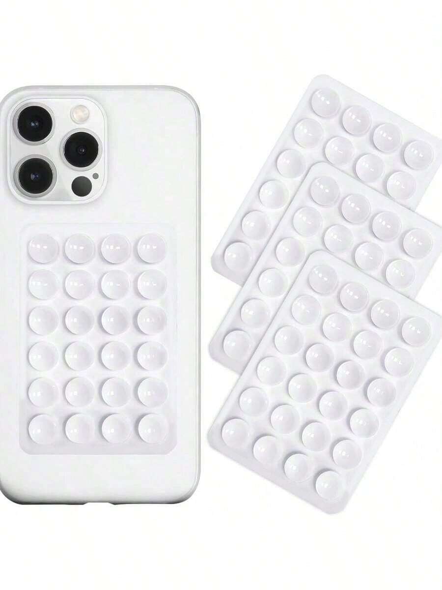 Siliconen zuignap telefoonhoeshouder 3-pack, siliconen klevende zuignap telefoonhouder, antislip kleverige telefoongreep voor mobiele telefoon, sterke griphouder voor selfies en video's (wit)