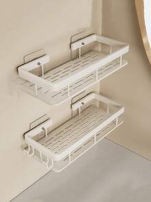 粘性淋浴置物架套装，一体式带挂钩，无需钻孔，壁挂式防锈优质储物架，适用于浴室、厨房、收纳整理、置物架 - 彩色 - 查看 6