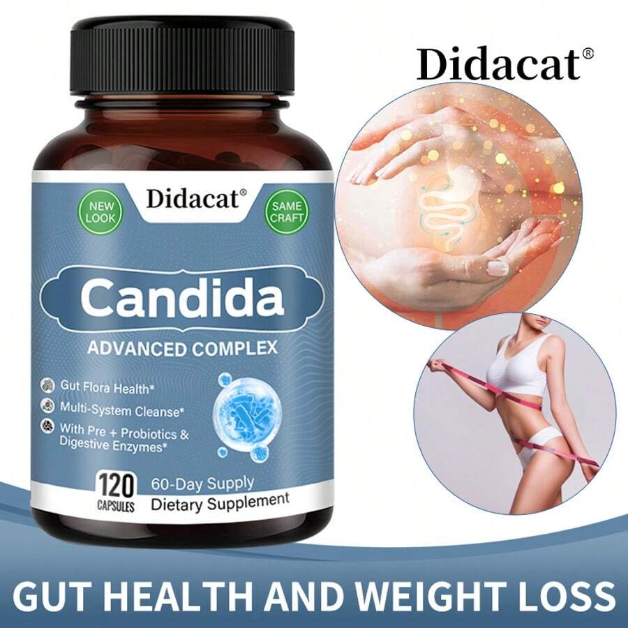 Gut Flora Health Supplement - Candida Advanced Complex With Prebiotics, Probiotics And Digestive Enzymes - Multi-System Clear - 120 Capsules - 1 瓶 - 查看 1