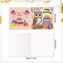 6 Packs 5D DIY Diamond Painting Greeting Cards, Owl, Hedgehog & Bear Designs, Handmade Diamond Art Greeting Card Kits Craft Kit With Asymmetrical Shaped Diamonds, Creative Gift For Christmas, Thanksgiving & Special Occasions