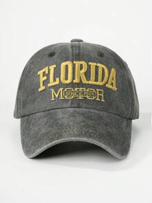 1pc Embroidered "FLORIDA" Washed Baseball Cap, Adjustable, Sun Protection, Casual, Suitable For Spring And Autumn Travel, Versatile, Sunscreen, Youth Y2K Style Cap - Baseball Cap - View 14