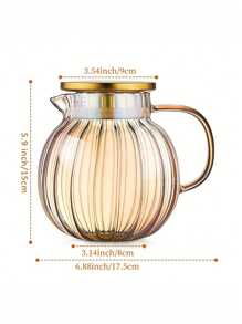 1pc Pumpkin Striped Colorful Glass Cold Water Pitcher For Living Room, Borosilicate Glass Lemon Tea Pot, Home Use