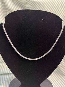NECKLACE European And American Fashion Niche Simple Bamboo Necklace Bracelet Metal Mesh Round Chain Retro Jewelry Set Wholesale - Bạc - Xem 2