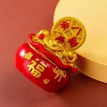 1pc Resin Fortune Bag Money Bag Figurine, New Year Decoration For Home Table Desktop