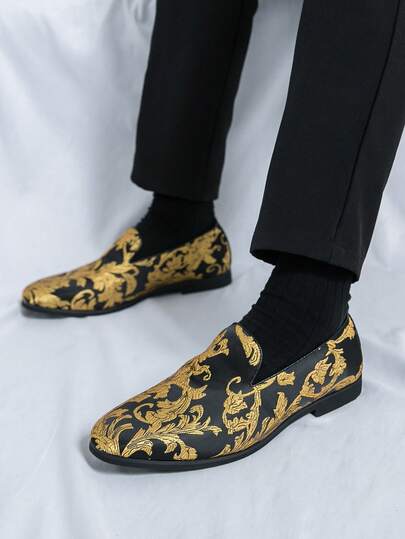 Men's Spring/Summer New Pointed Toe Formal Dress Shoes, Casual Embroidered Fashion Loafers, Slip-On
