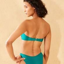 Women's High Shine Center Front Hibiscus Detail Bandeau Bikini Top - Wild Fable™ Teal Green - 1 - View 2