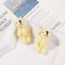 1pc Cute Miniature Cartoon Decor Plush Toy House Toy Photography Props, Soft Simulated Fur Bear, Lovely Style, Suitable For Bag, Clothing, Socks, Shoes Accessory Or Cute Gift For Your Friend, Family As A Birthday Or Christmas Present, Also A Great Addition To Your Plush Collection.