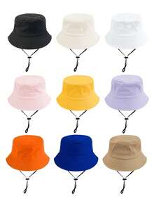 Mũ tai bèo thoáng khí màu trơn cho trẻ em, dây đeo cằm có thể tháo rời, dây đai bên trong có thể điều chỉnh, phù hợp cho mọi mùa, nhiều kích cỡ và màu sắc, kiểu dáng tối giản, đa năng cho các hoạt động thường ngày, ngoài trời và du lịch. - Màu đặc - Xem 1