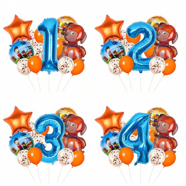 Paw Patrol Set de 13 PIEZAS de globos de lámina de látex de aluminio con impresión digital de perros amarillos que lograron grandes logros, globos de feliz cumpleaños en combinación como decoración perfecta para fiestas de cumpleaños, revelación de sexo o decoración de pared