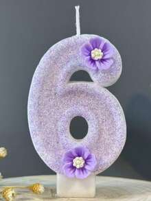1pc Numeric Birthday Cake Candles (0-9), Romantic Party Favors, Cake Decor Candle Numbers For Celebrations, Holidays, Parties - Shiny Numeric Candle - Purple - View 19