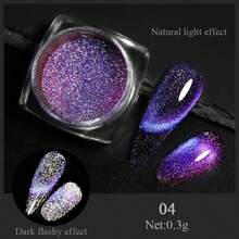 1pc Cat Eye Chrome Nail Powder, Chameleon Magnetic Powder, 9D Cat Eye Effect, Mirror Effect Pigment Powder, Color Changing, Rainbow Colors. Suitable For Women's Nail Art Design, Nail DIY, Holiday Gifts