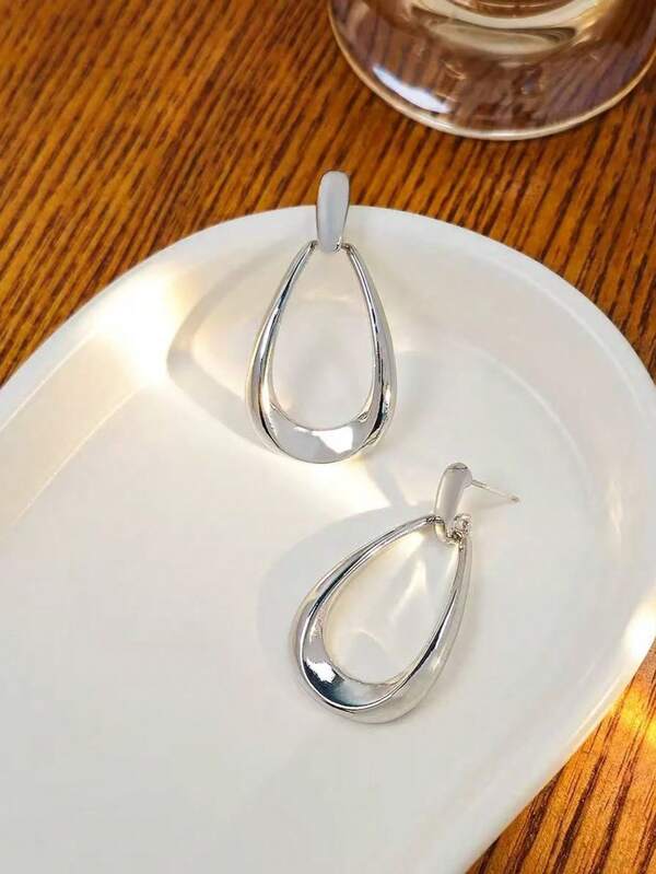 1 Pair Classic European & American Style Geometric Water Drop Earrings, Vintage Minimalist Luxury Ear Accessories