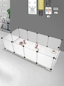 12Pcs Plastic Pet Playpen Portable Bunny Fence,Small Animals DIY Metal Enclosure Pen Cage Yard Outdoor & Indoor For Small Rabbit Cat Guinea Pig Hedgehogs Rat Large Puppy Kennel Crate Fence Tent(Each Size 35*35cm) - 彩色 - 查看 6
