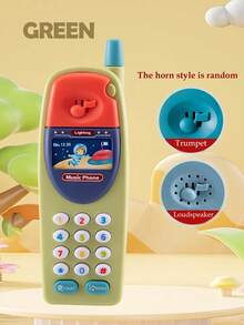 智能早教模拟多功能电话儿童玩具，拨号，播放音乐，模拟声音，适合男孩和女孩的教育亲子互动玩具，礼物，部分配件随机，不含电池 - 彩色 - 查看 10