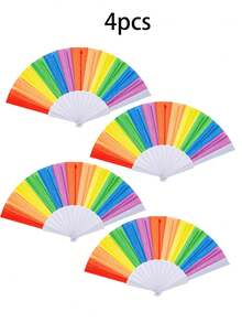 1个/2个/4个彩虹手持扇，彩虹折叠扇，多色折叠扇，折叠扇，手持骄傲节扇，手扇，婚礼折叠扇，可折叠手扇，白色DIY工艺扇 - 彩色 - 查看 16