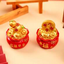 1pc Resin Fortune Bag Money Bag Figurine, New Year Decoration For Home Table Desktop