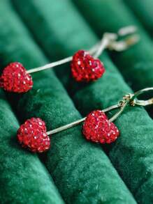 2025 Spring/Summer New Luxury-Feel Red Heart-Shaped Earrings, Popular Fashion Earrings