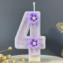 1pc Numeric Birthday Cake Candles (0-9), Romantic Party Favors, Cake Decor Candle Numbers For Celebrations, Holidays, Parties - Shiny Numeric Candle - Purple - View 8