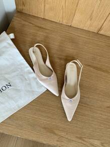 1 Paar elegante einfarbige modische süße Schleifensandalen aus Stoff, geeignet für Party, Hochzeit, Büro, Frühling/Sommer