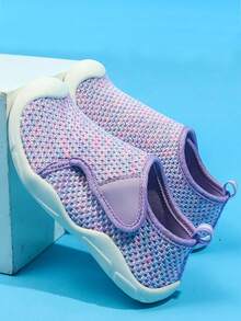 Kids Girls/Boys Non-Slip Breathable Soft Sole Hook And Loop Slip-On Sports Shoes, Suitable For Indoor, Outdoor, Campus, Students, Spring/Summer/Autumn - Purple - View 7