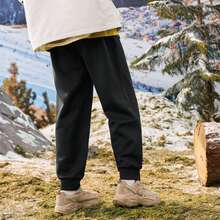 XTEP Velvet Sanitary Pants Genuine Spring And Autumn Knitted Casual Pants Couple Leg Tight Men's Sports Pants 876427630125 - True Black - View 9