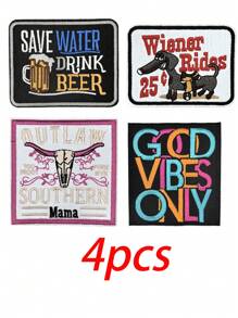 Mixed Design Iron-On Patches For Trucker Hats, Mama Patch, Western Patch, 'SAVE WATER DRINK BEER' Patch, Fun Ironing/Sewing Embroidery Patch, Suitable For Truck Hat, Backpack And Clothing DIY Decoration