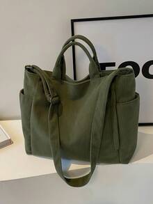 女士简约百搭纯色单肩包，时尚流浪包手提包休闲多口袋大容量钱包斜挎包水桶包，复古挎包适合户外旅行通勤工作，手提包购物袋可容纳 iPad