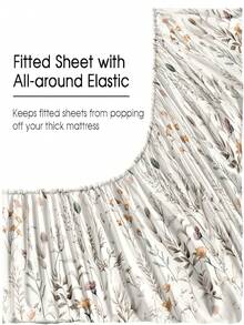 4pcs/Set Garden Leaves Branch Flower Pattern Sheet Set Easy Care Microfiber Soft Bedding Set Floral Fitted Sheet Set (1pc Flat Sheet+1pc Fitted Sheet+2pcs Pillowcases) Fitted Sheet Set King Queen Full TWIN SIZE Sheet Deep Pocket Up To 11.8 Inch Pillowcase, Soft Breathable Wrinkle-Free Better For Sleep, Luxury Hotel Style, Gift For Mom Dad Friend Domitory Bedding Back School Bedding - Multicolor - View 5