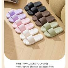 1 Pair Striped Anti-Slip, Breathable, Waterproof, Deodorizing Minimalist Unisex House Slippers, Thick Sole Non-Slip Indoor Slippers, Bathroom Shower Couple Slippers, EVA Material, Random Pattern Delivered Back To School