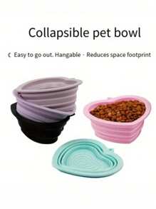 PETSIN 1pc Heart-Shaped Silicone Anti-Spill Pet Bowl, Foldable Portable Pet Food Water Feeding Bowl, Pet Supplies Water Bottle Camping