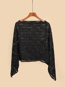 1pc Paisley Pattern Bohemian Elegant Casual Polyester Breathable Open Knit Lace Poncho, Spring & Autumn - Multicolor - View 5