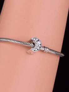 1 Piece Of Fashionable 925 Sterling Silver, Set With Diamond Zirconia, Crescent Moon, Summer, DIY Charms Silver Jewelry, Unisex, Gift Giving, Eid Al Adha Gift - Silver - View 3