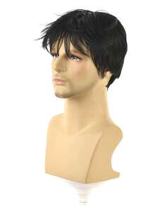Men's Short Hair Wig, Natural Wig With Bangs, Korean Style Men's Micro-Parted Wig Headpiece, Heat-Resistant Synthetic Wig - Black - View 3