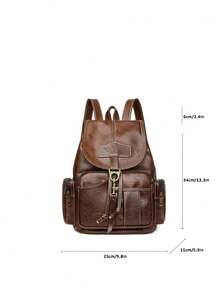 Large Capacity Retro Casual Flap Backpack, Unisex Travel Rucksack Student Schoolbag - View 9