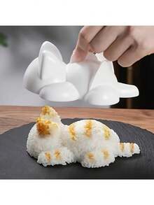 1pc White, Adorable Cat Shaped Sushi & Mashed Potato Mold - Plastic, Suitable For Kitchen And Dining - White - View 7