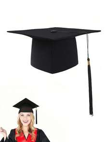 5pcs Adult Unisex Graduation Cap, Black Graduation Hat For Graduation Party, Photo Props, Christmas - Multicolor - View 2