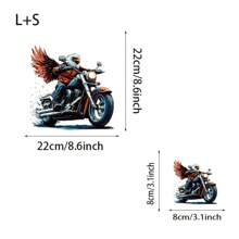 1pc/2pcs/4pcs A White-Feathered Eagle Rides A Motorcycle Adorned With Unique Designs And Hot-Spin Stickers, Perfect For Custom T-Shirts, Tracksuits, Jeans, Bags, Purses, Cushion Covers, And Vintage Baseball Caps. These Plastic Stickers Are Do Not Fade After Washing.