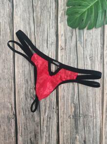 DomiGe 1pc Sexy Red Jacquard Mesh Hollow-Out Men's Erotic G-String Underwear