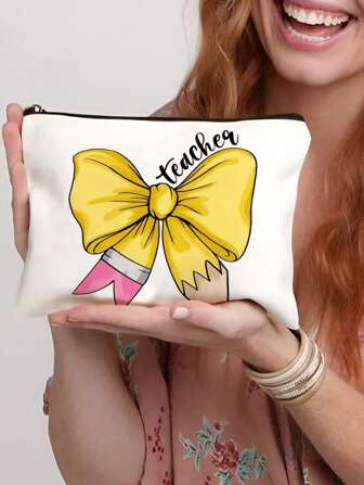 塑造小心灵需要一颗大心脏彩虹图案化妆包、教师旅行洗漱用品收纳包、化妆包、钱包铅笔笔袋、学校铅笔袋、文具用品袋、教师节毕业礼物