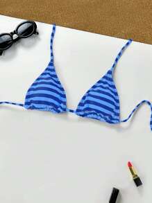 Women Vacation Summer Stripe Bikini Top For Holiday Swimwear