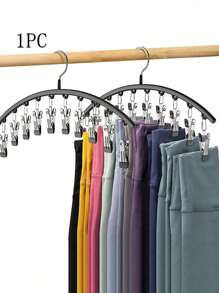 1pc Clothes Hanger, Hanging Rack Space-Saving Curved Hanger For Yoga Pants And Leggings - Closet Organizer With 10 Clips, Pants Socks Hanger For Clothes Shops Valentine's Day, Valentines Wedding, Birthday