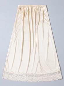 Lace Trim Half Slip Dress Underskirt, Mid-Length Anti-Exposure Underskirt - White - View 7